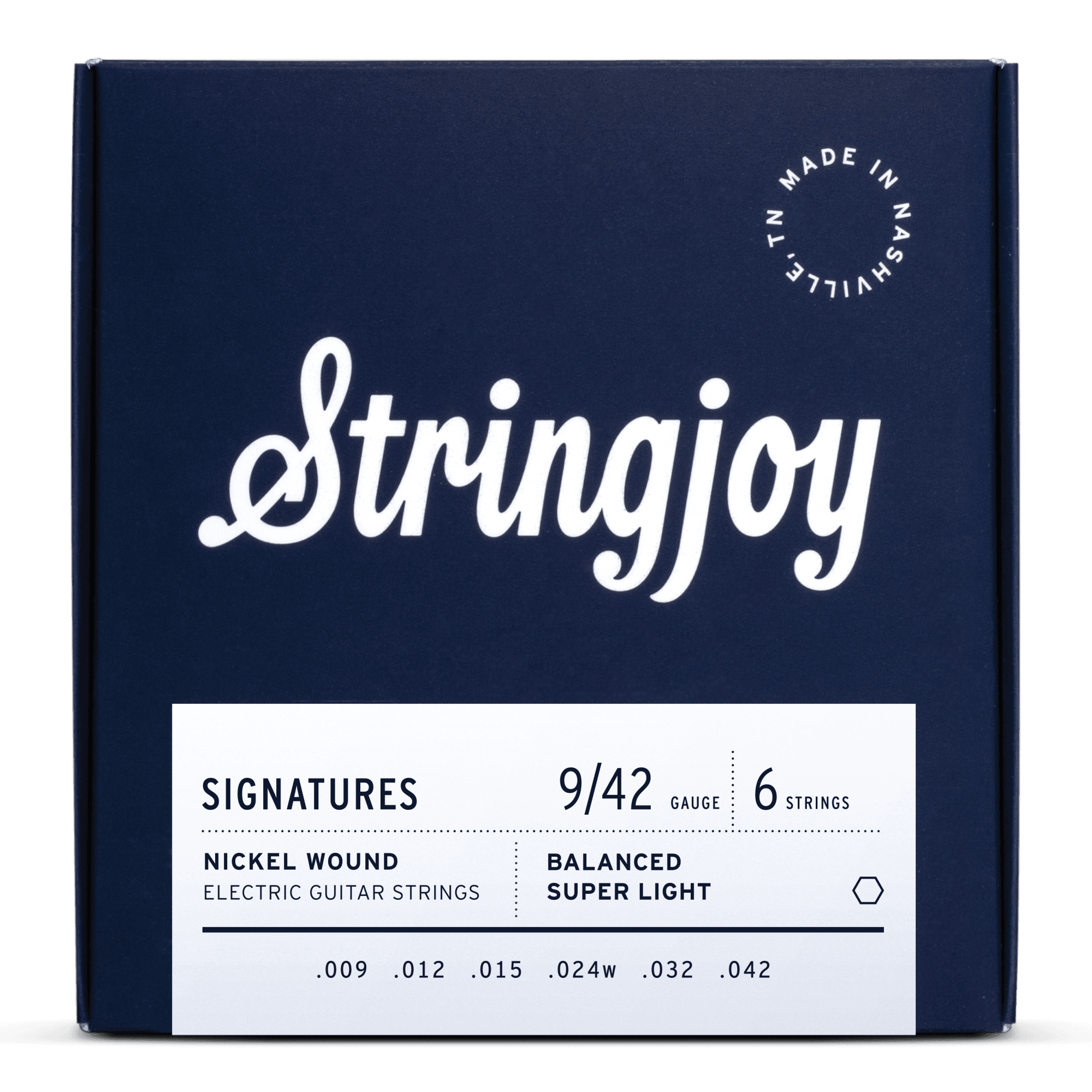 Stringjoy Signatures Nickel Wound 9-42 Electric Guitar Strings, Balanced Super Light
