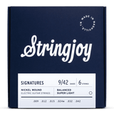 Stringjoy Signatures Nickel Wound 9-42 Electric Guitar Strings, Balanced Super Light