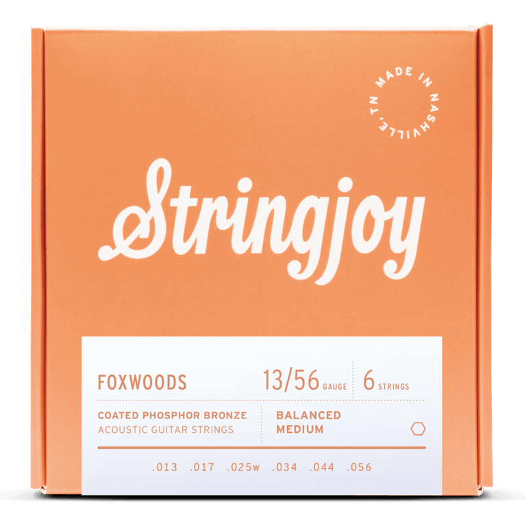 Stringjoy Foxwoods Coated Phosphor Bronze 13-56 Acoustic Guitar Strings, Medium