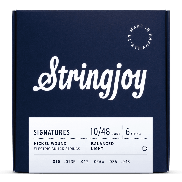 Stringjoy Signatures Nickel Wound 10-48 Electric Guitar Strings, Balanced Light