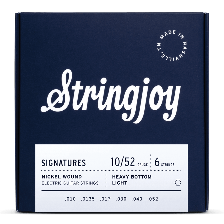 Stringjoy Signatures Nickel Wound 10-52 Electric Guitar Strings, Heavy Bottom Light