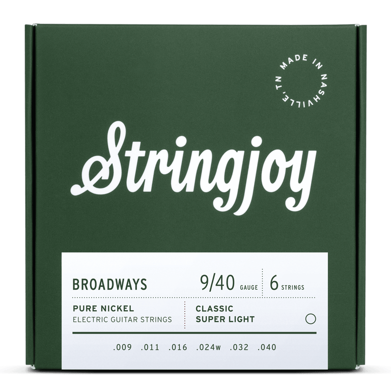 Stringjoy Broadways 9-40 Pure Nickel Electric Guitar Strings
