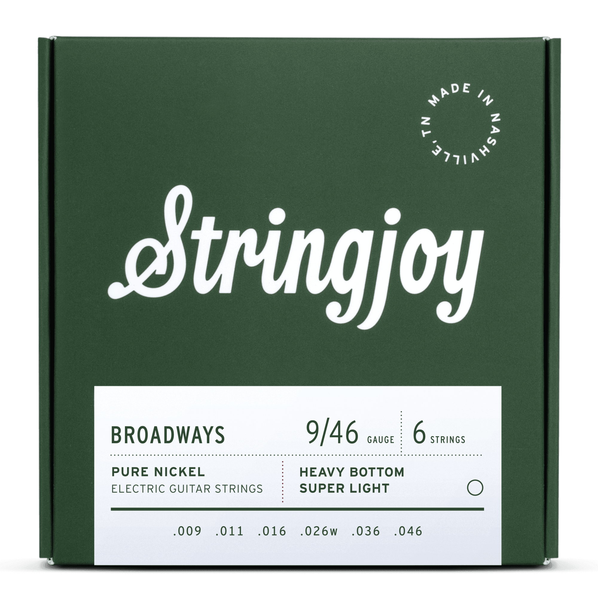 Stringjoy Broadways 9-46 Pure Nickel Electric Guitar Strings