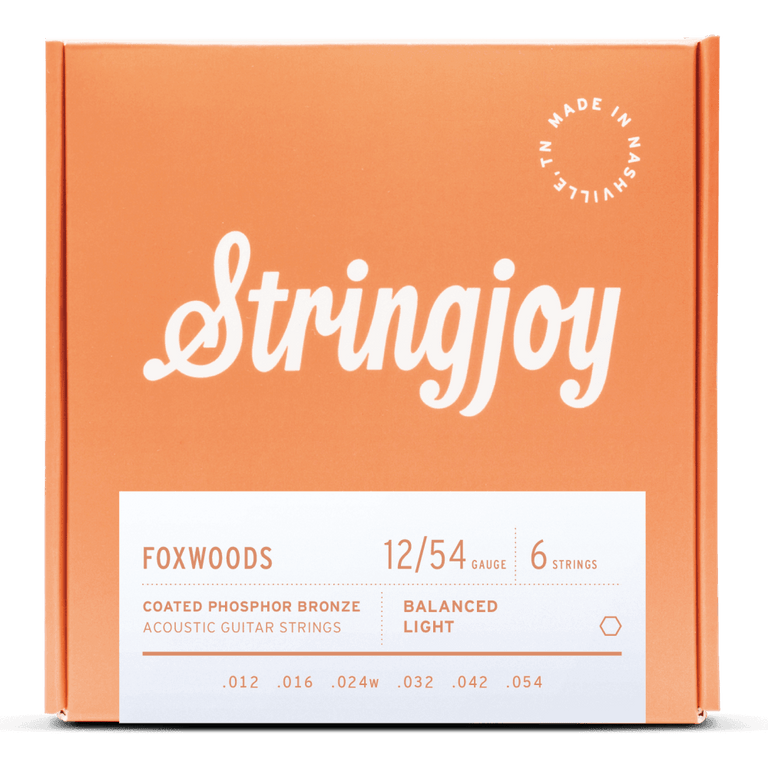 Stringjoy Foxwoods Coated Phosphor Bronze 12-54 Acoustic Guitar Strings, Light