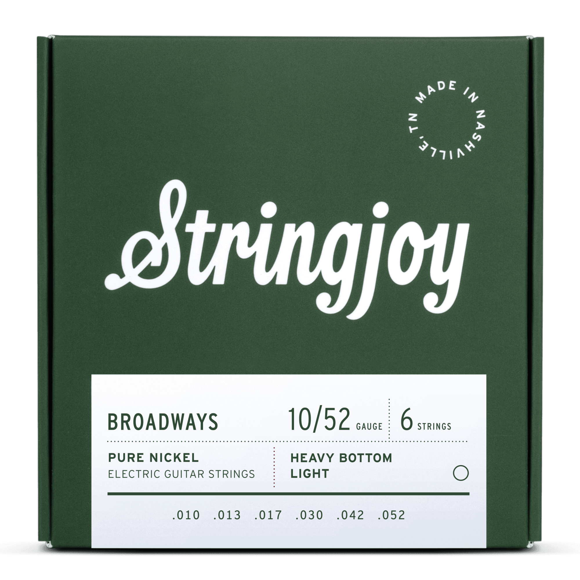 Stringjoy Broadways 10-52 Pure Nickel Electric Guitar Strings