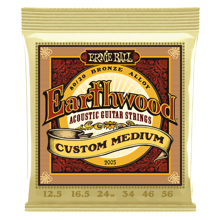 Ernie Ball Earthwood 80/20 Bronze 12.5-56 Acoustic Guitar Strings, Custom Medium