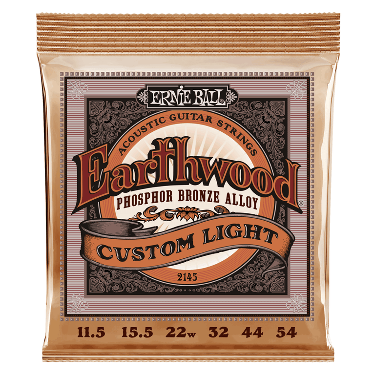 Ernie Ball Earthwood Phosphor Bronze 11.5-54 Acoustic Guitar Strings, Custom Light