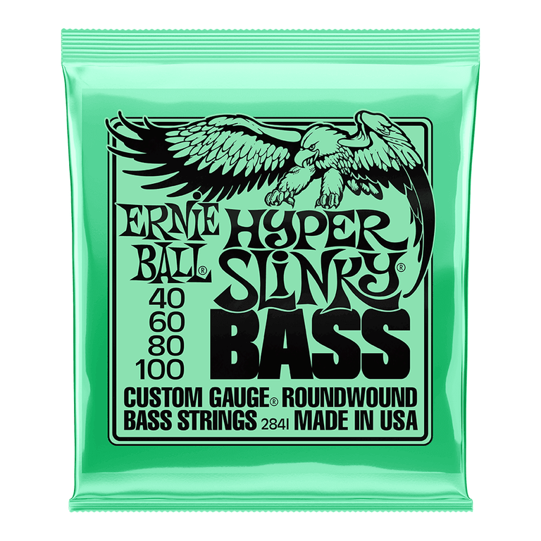 Ernie Ball Hyper Slinky Nickel Wound 40-100 Bass Guitar Strings, Long Scale
