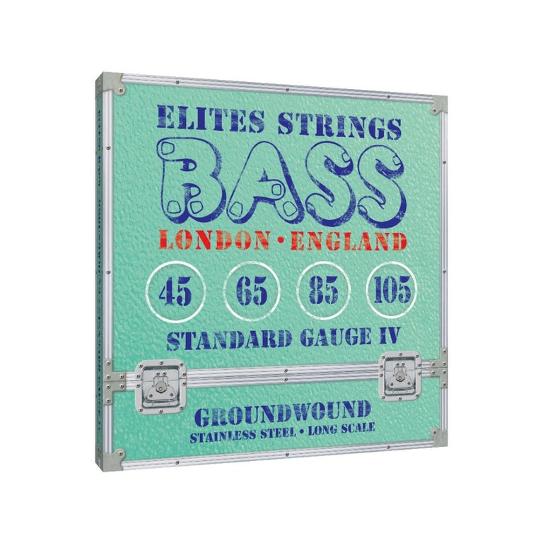 Elites Groundwound Stainless Steel 45-105 Bass Guitar Strings, Long Scale