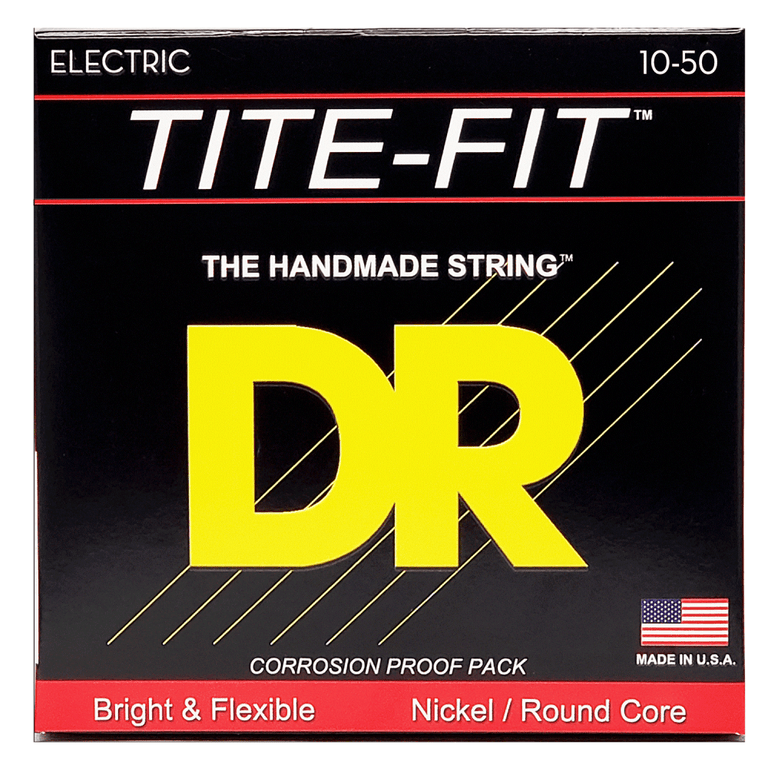 DR Strings TITE-FIT Nickel Wound 10-50 Electric Guitar Strings, Medium-Heavy