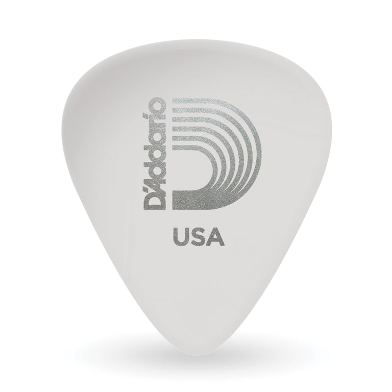 D'Addario Light (.50mm) Celluloid Guitar Picks, White, 25-Pack