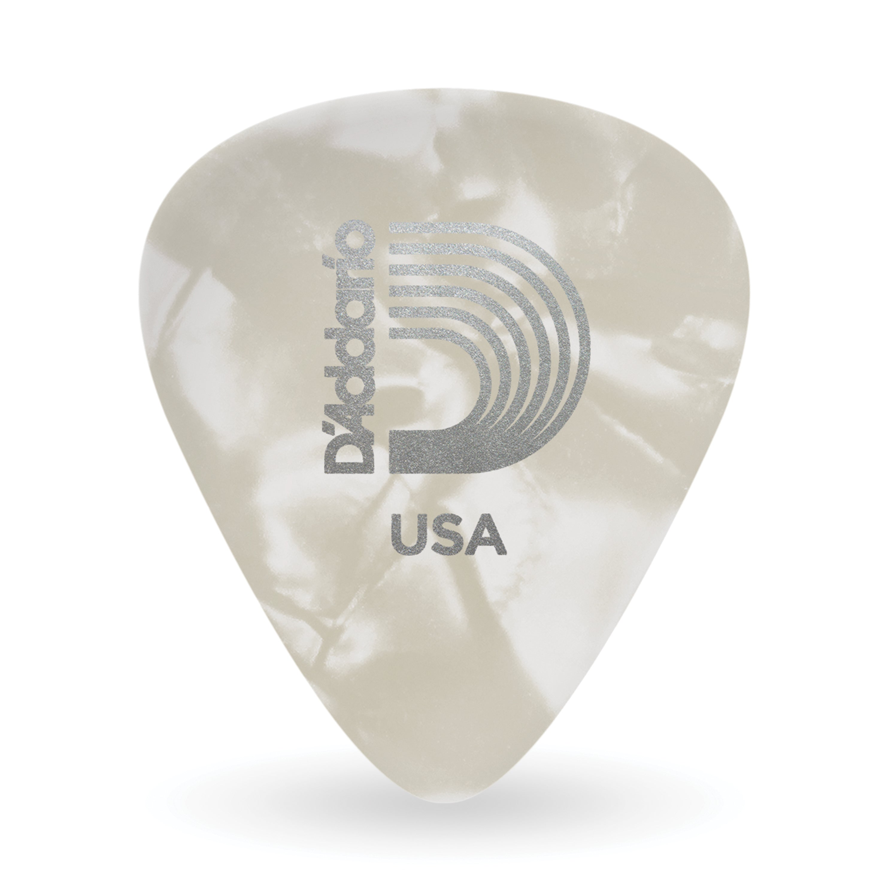 D'Addario Extra Heavy Celluloid Guitar Picks, White Pearl, 25-Pack