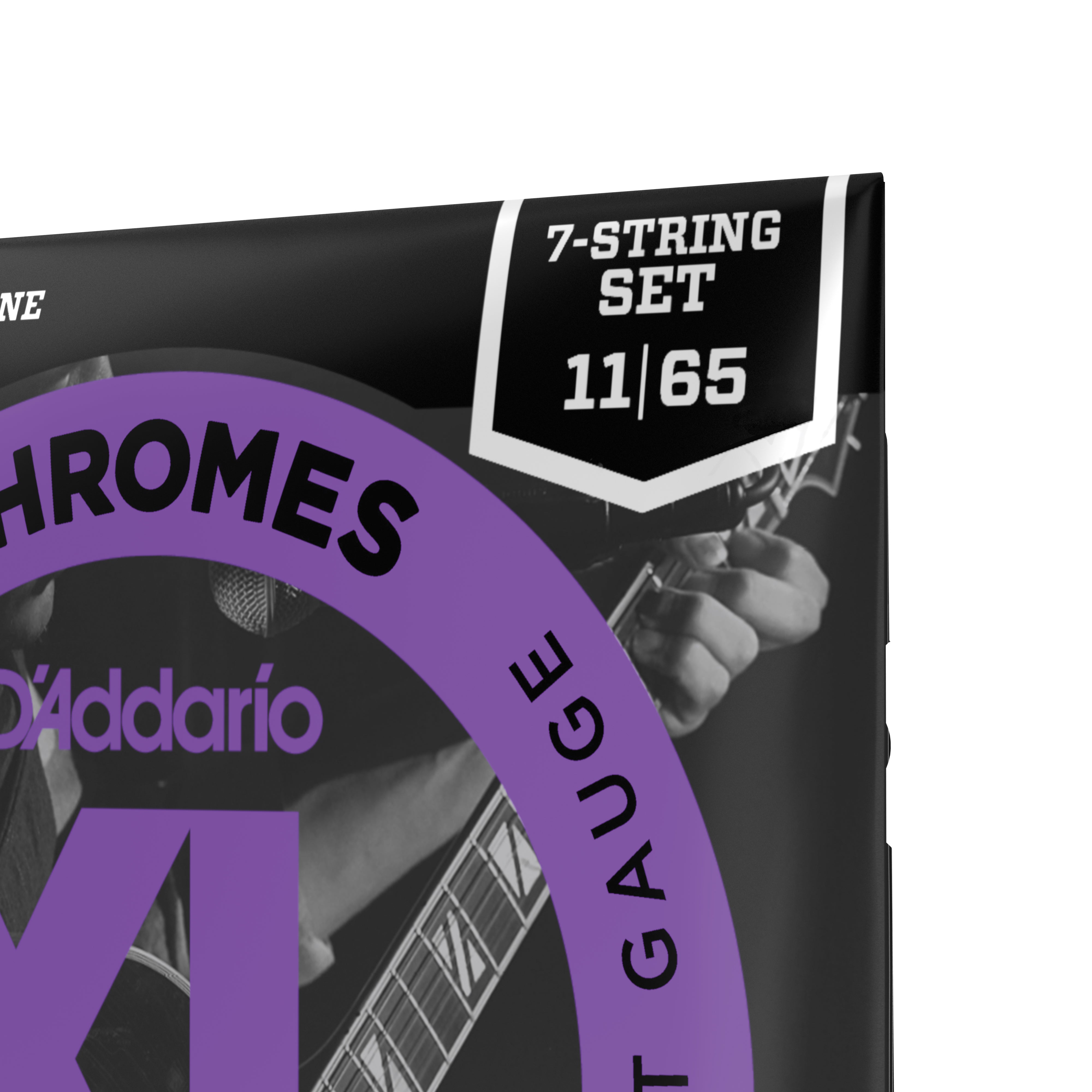 D'Addario ECG24-7 Flatwound Chromes Steel 11-65 Electric Guitar Strings, 7-String Jazz Light