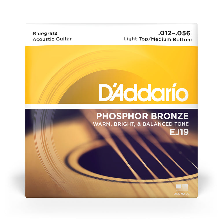 D'Addario EJ19 Phosphor Bronze 12-56 Acoustic Guitar Strings, Bluegrass