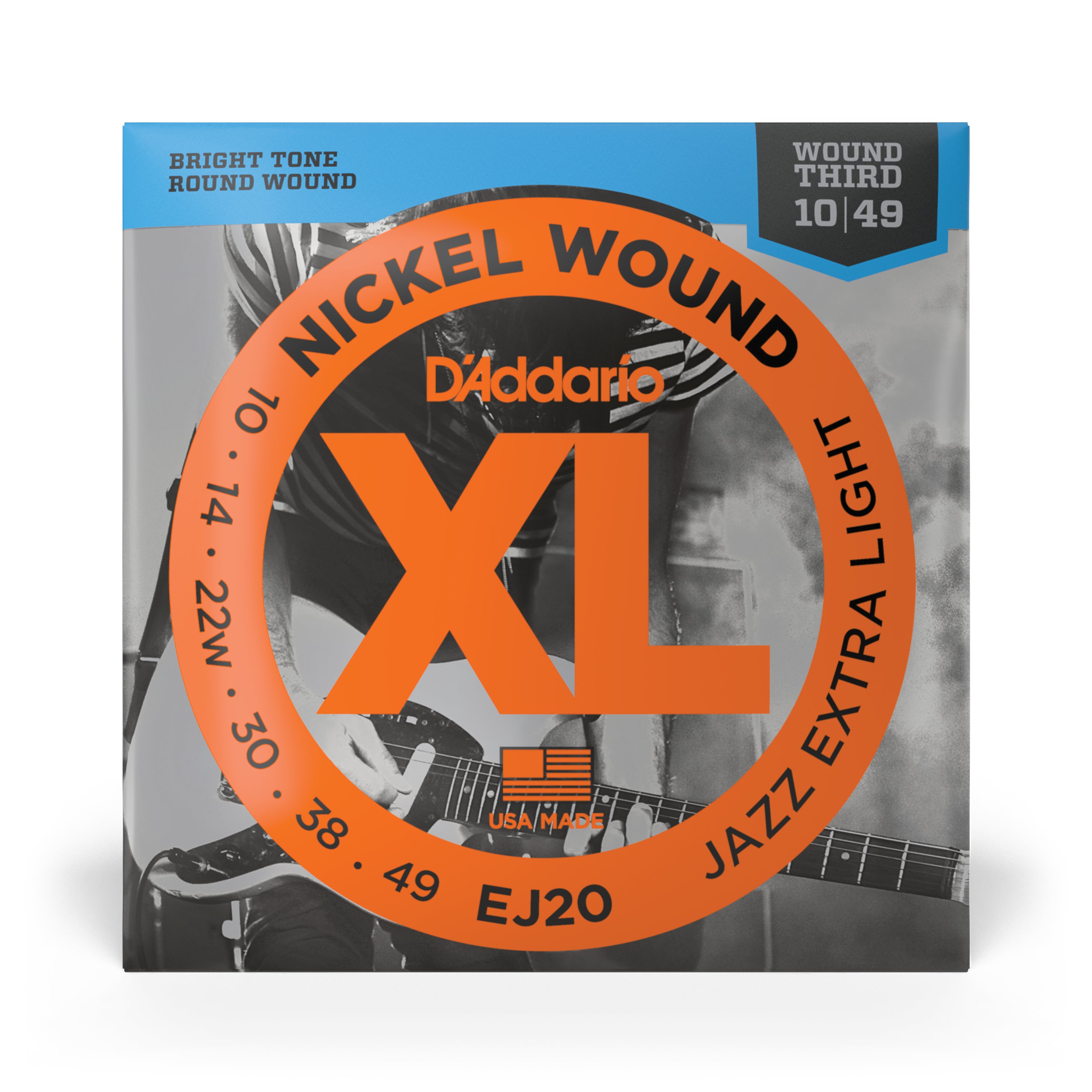 D'Addario EJ20 Jazz Nickel Wound 10-49 Electric Guitar Strings, Extra Light