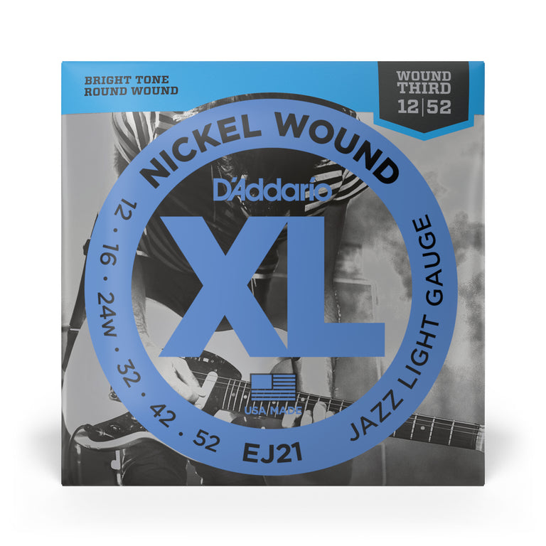 D'Addario EJ21 Jazz Nickel Wound 12-52 Electric Guitar Strings, Light