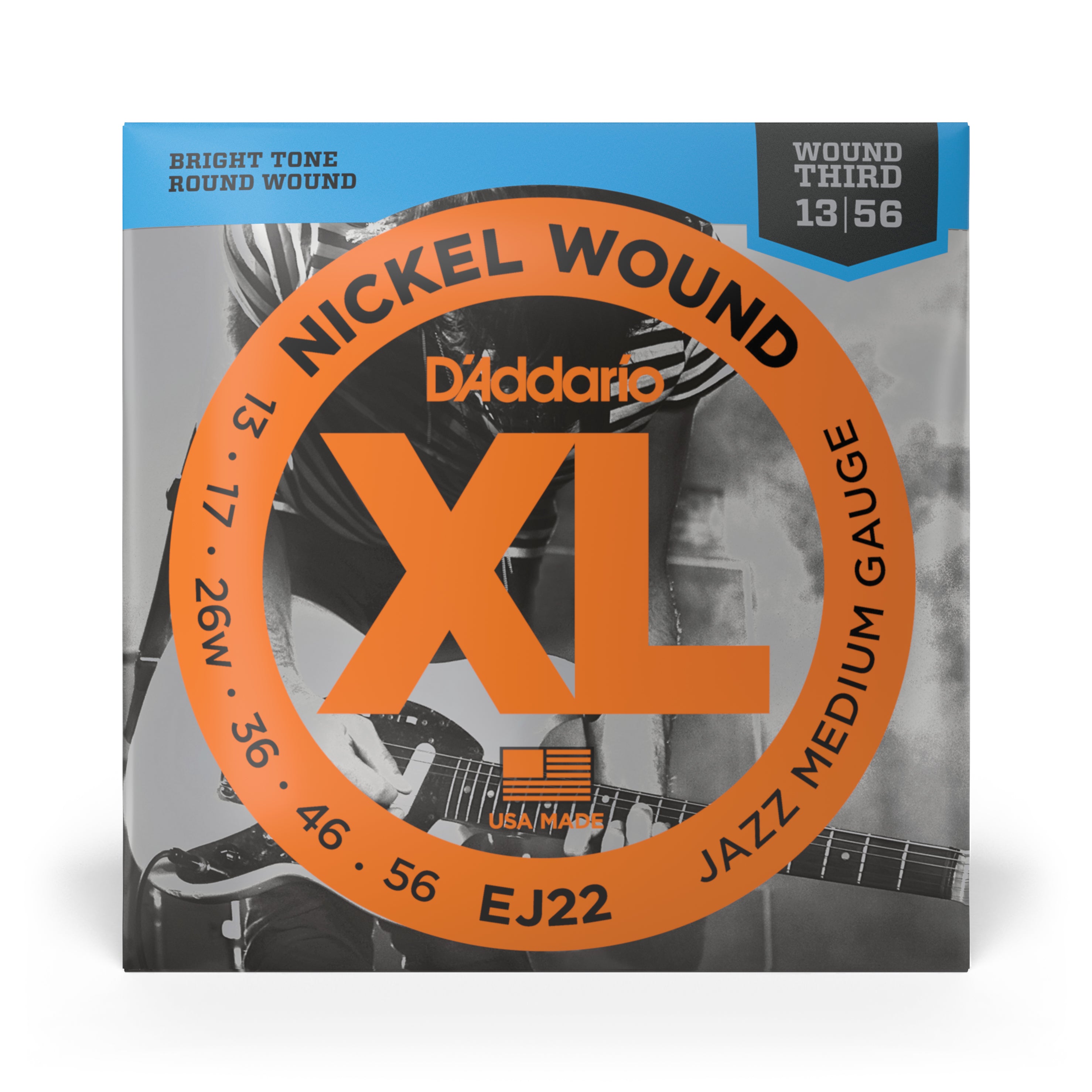 D'Addario EJ22 Jazz Nickel Wound 13-56 Electric Guitar Strings, Medium