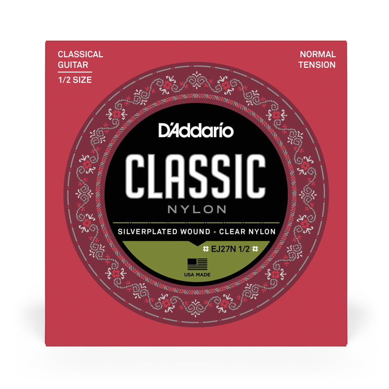 D'Addario EJ27N Student 1/2 Size Classical Guitar Strings, Normal Tension