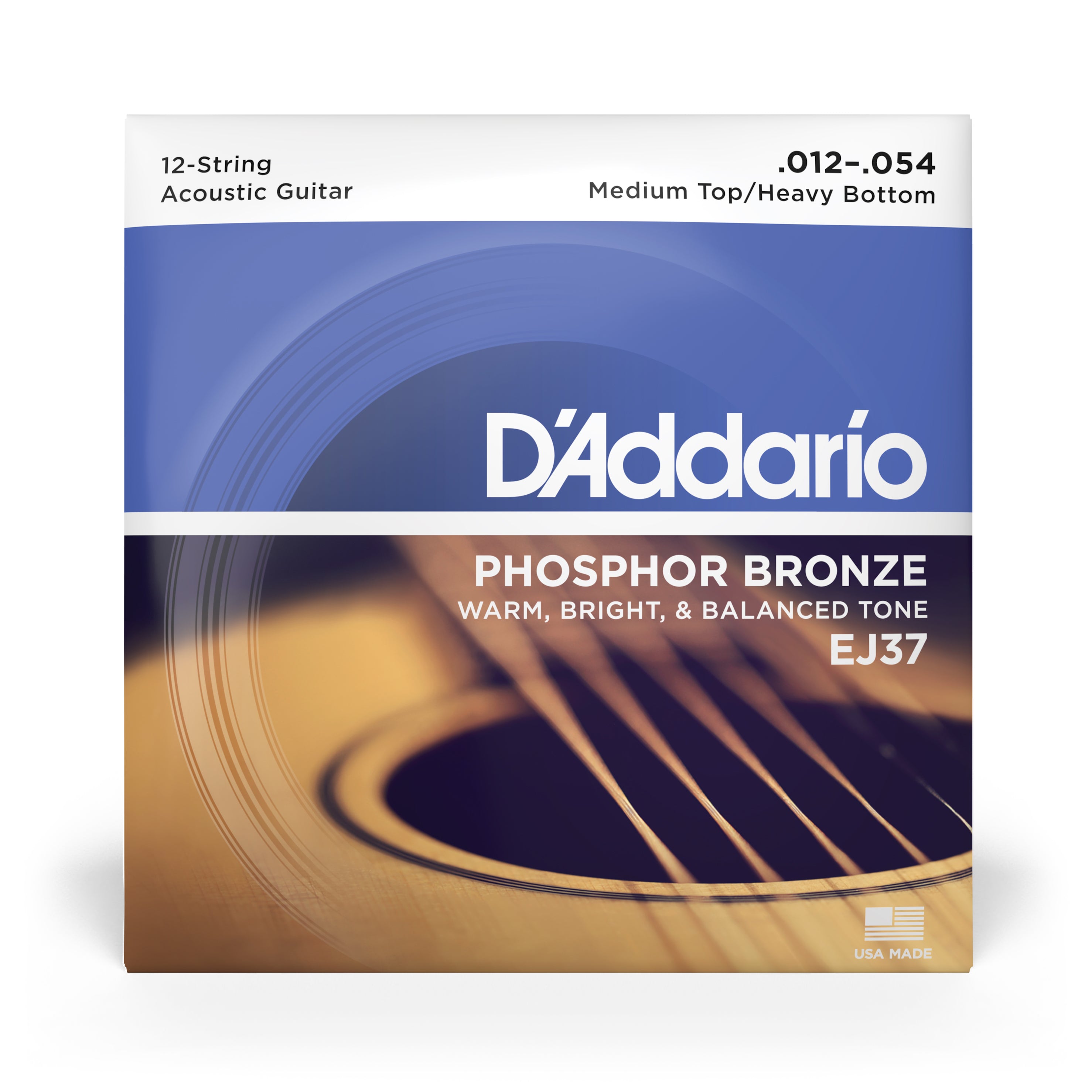 D'Addario EJ37 Phosphor Bronze 12-String 12-54 Acoustic Guitar Strings, Heavy