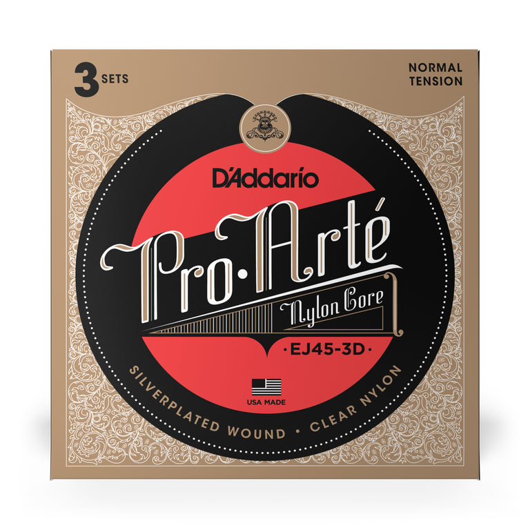 D'Addario Pro-Arté EJ45 Normal Tension Classical Guitar Strings, 3-Pack