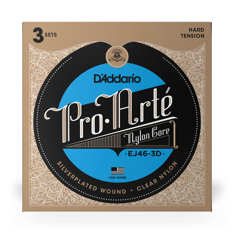 D'Addario Pro-Arté EJ46 Hard Tension Classical Guitar Strings, 3-Pack