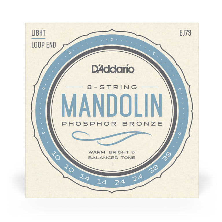 D'Addario EJ73 Phosphor Bronze 10-38 Mandolin Strings, Loop End