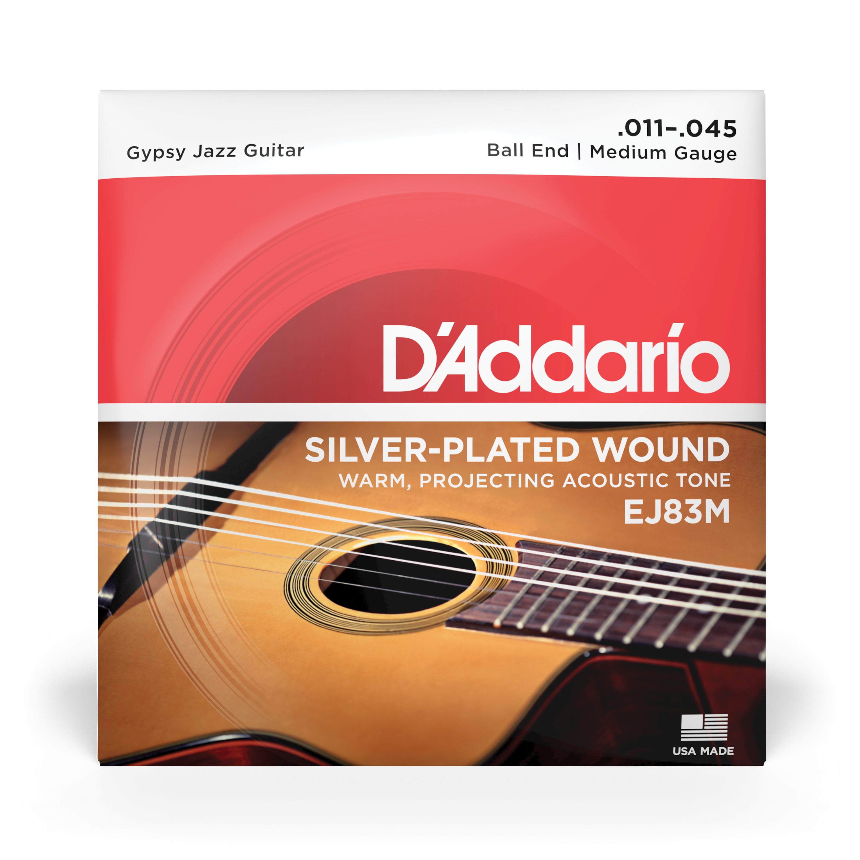 D'Addario EJ83M Gypsy Jazz 11-45 Acoustic Guitar Strings, Ball-End, Medium