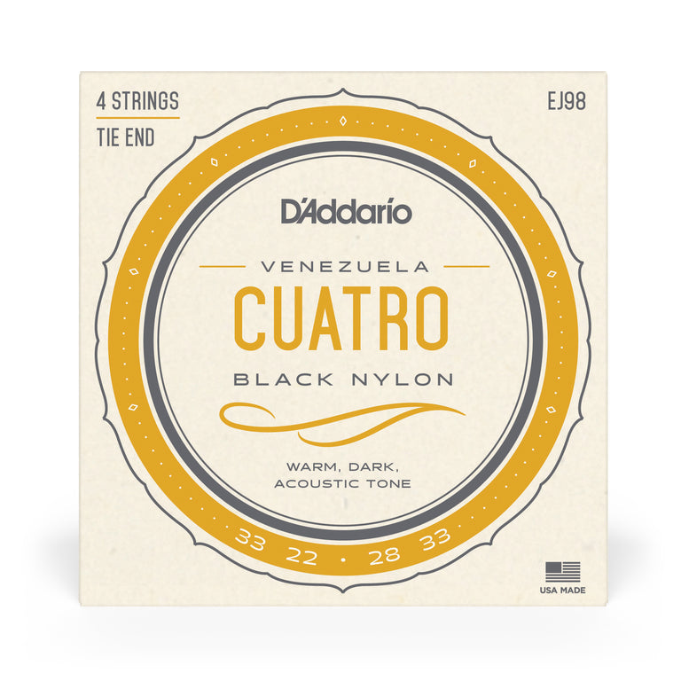D'Addario EJ98 Venezuela Cuatro Black Nylon Medium Guitar Strings