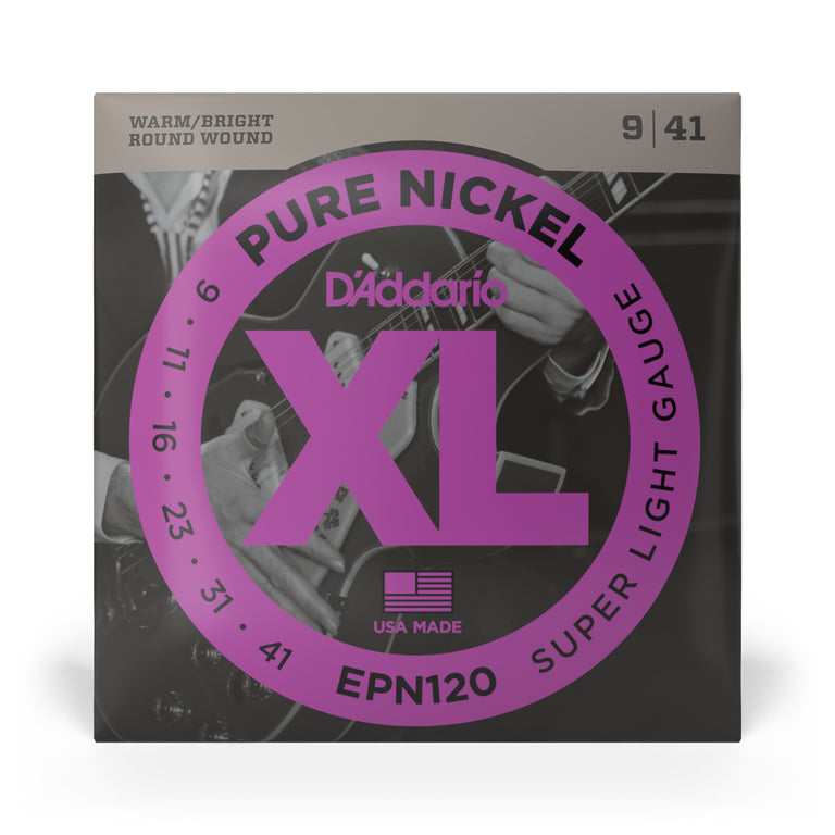 D'Addario Pure Nickel 9-41 Electric Guitar Strings, Super Light