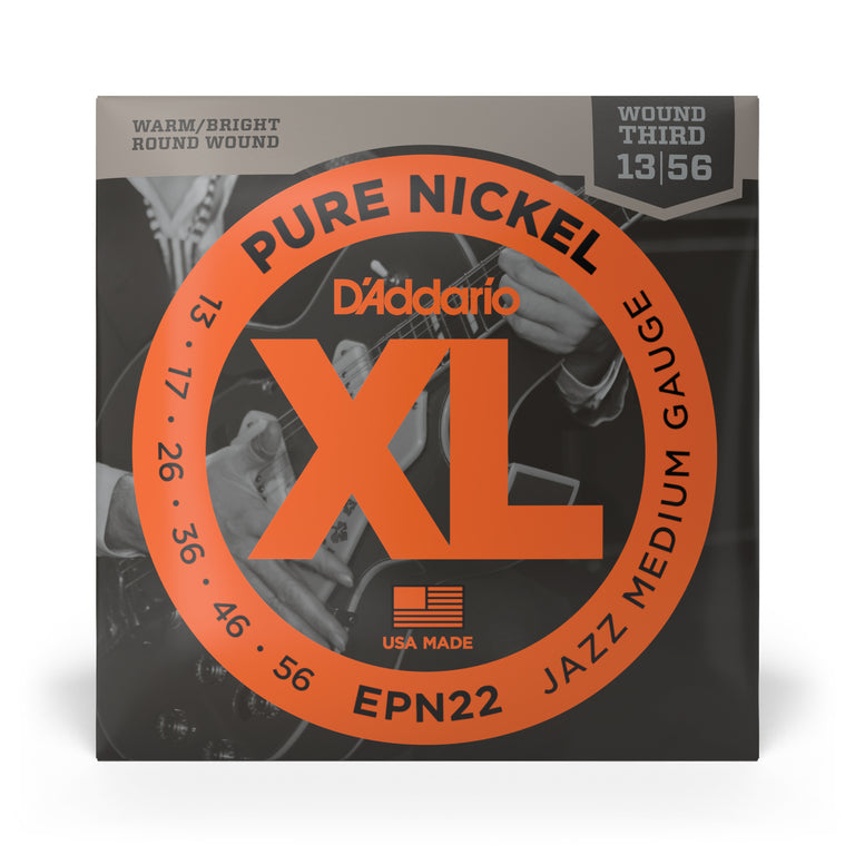 D'Addario Pure Nickel 13-56 Electric Guitar Strings, Jazz Medium