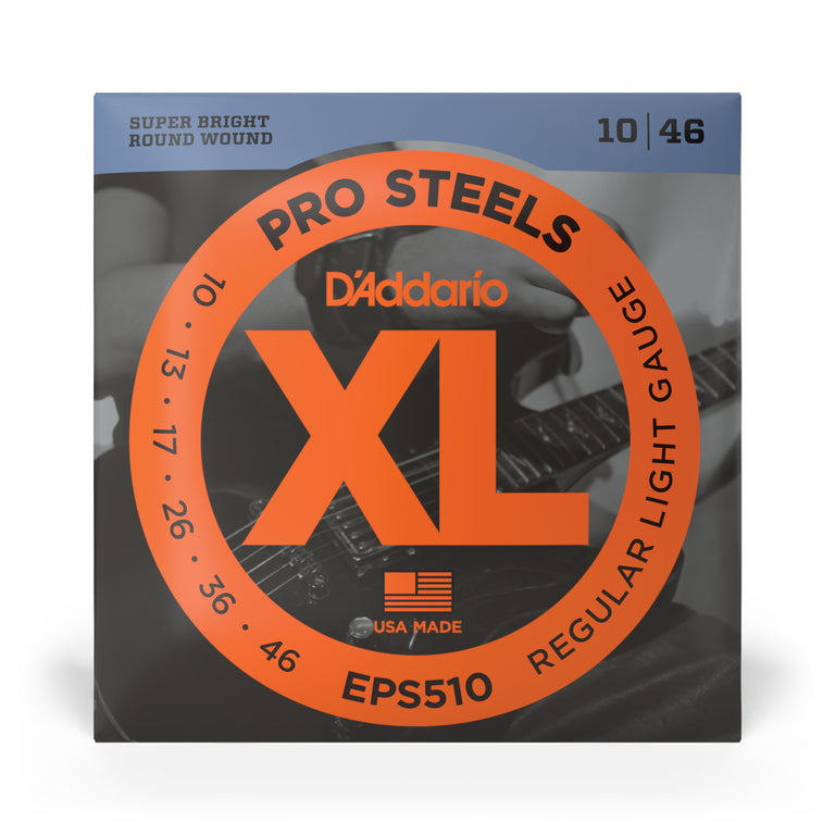 D'Addario Pro Steels Stainless Steel 10-46 Electric Guitar Strings, Regular