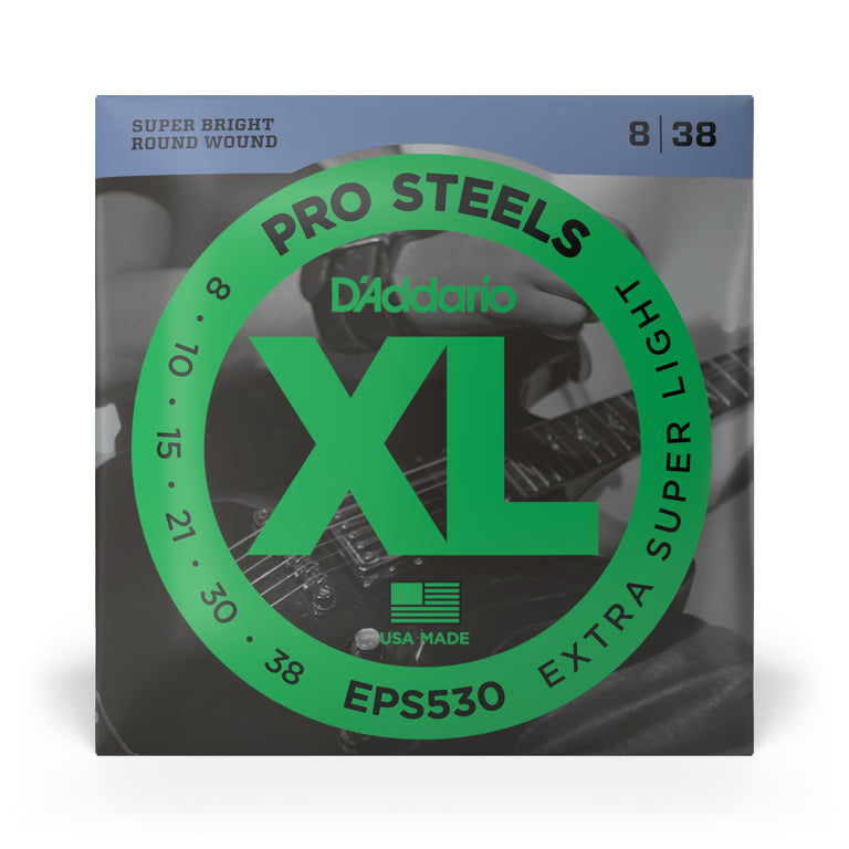 D'Addario Pro Steels Stainless Steel 8-38 Electric Guitar Strings, Extra Light