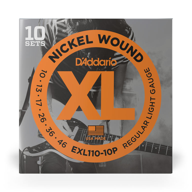 D'Addario EXL110-10P Nickel Wound 10-46 Electric Guitar Strings, 10-Pack