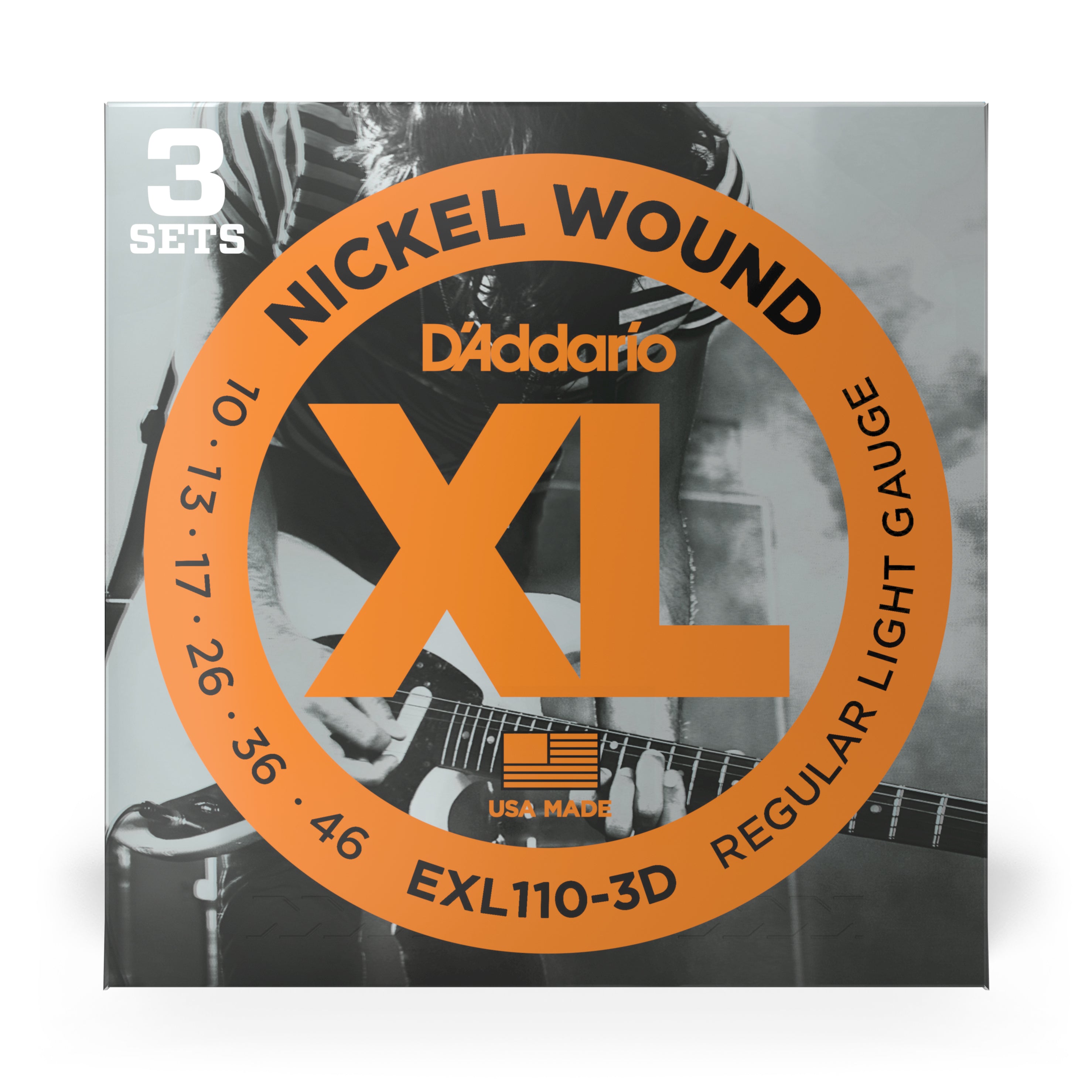 D'Addario EXL110-3D Nickel Wound 10-46 Electric Guitar Strings, 3-Pack