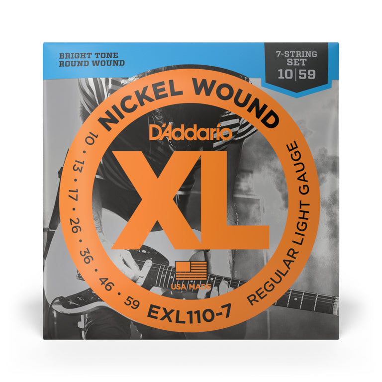 D'Addario EXL110-7 Nickel Wound 10-59 7-String Electric Guitar Strings, Regular