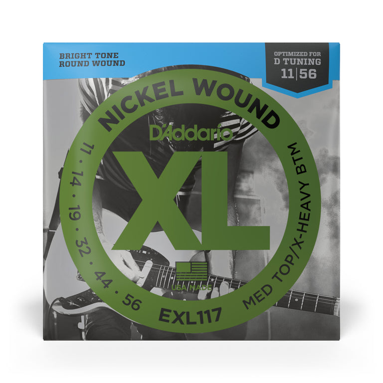 D'Addario EXL117 Nickel Wound 11-56 Electric Guitar Strings, Drop-D Heavy