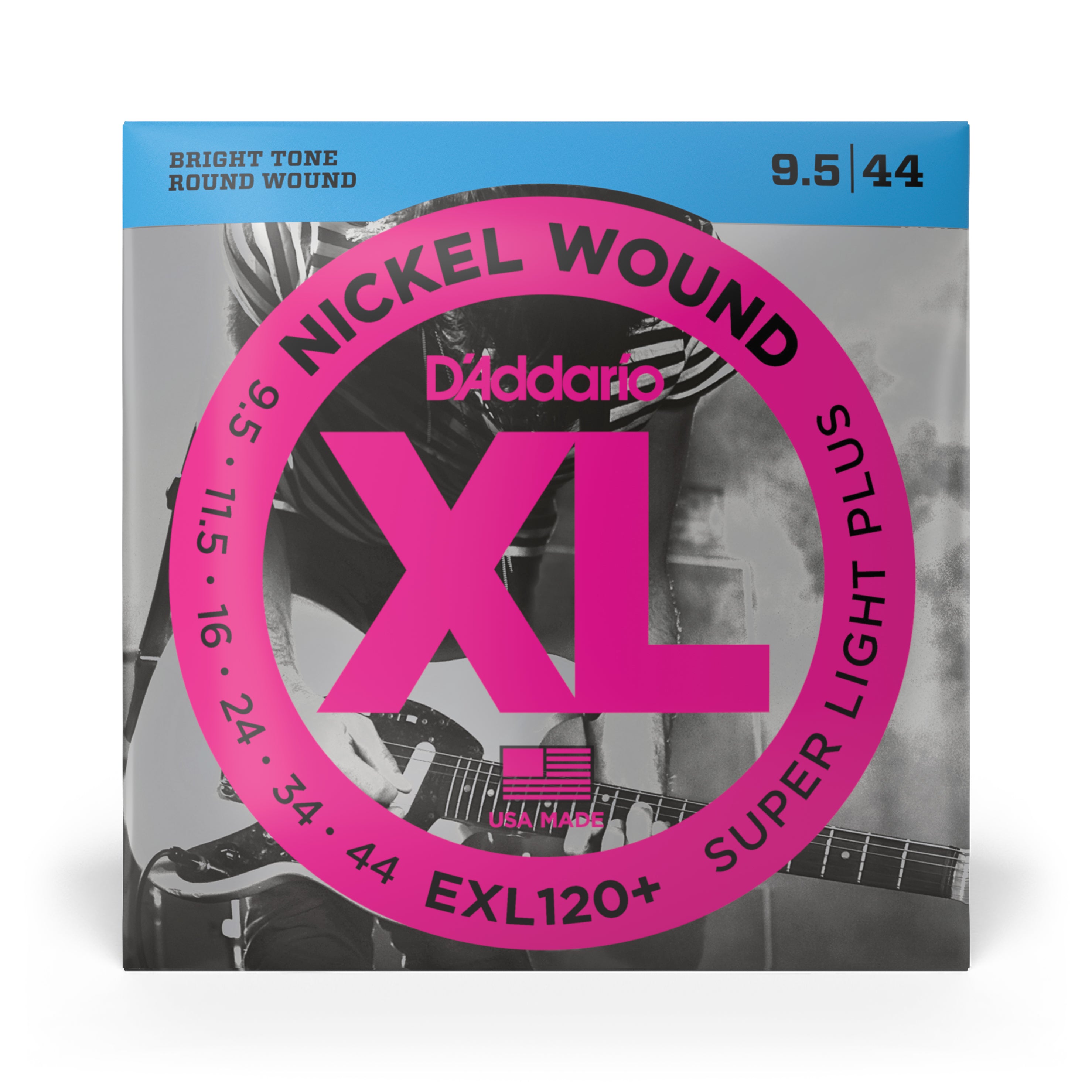 D'Addario EXL120+ Nickel Wound 9.5-44 Electric Guitar Strings, Light-Plus