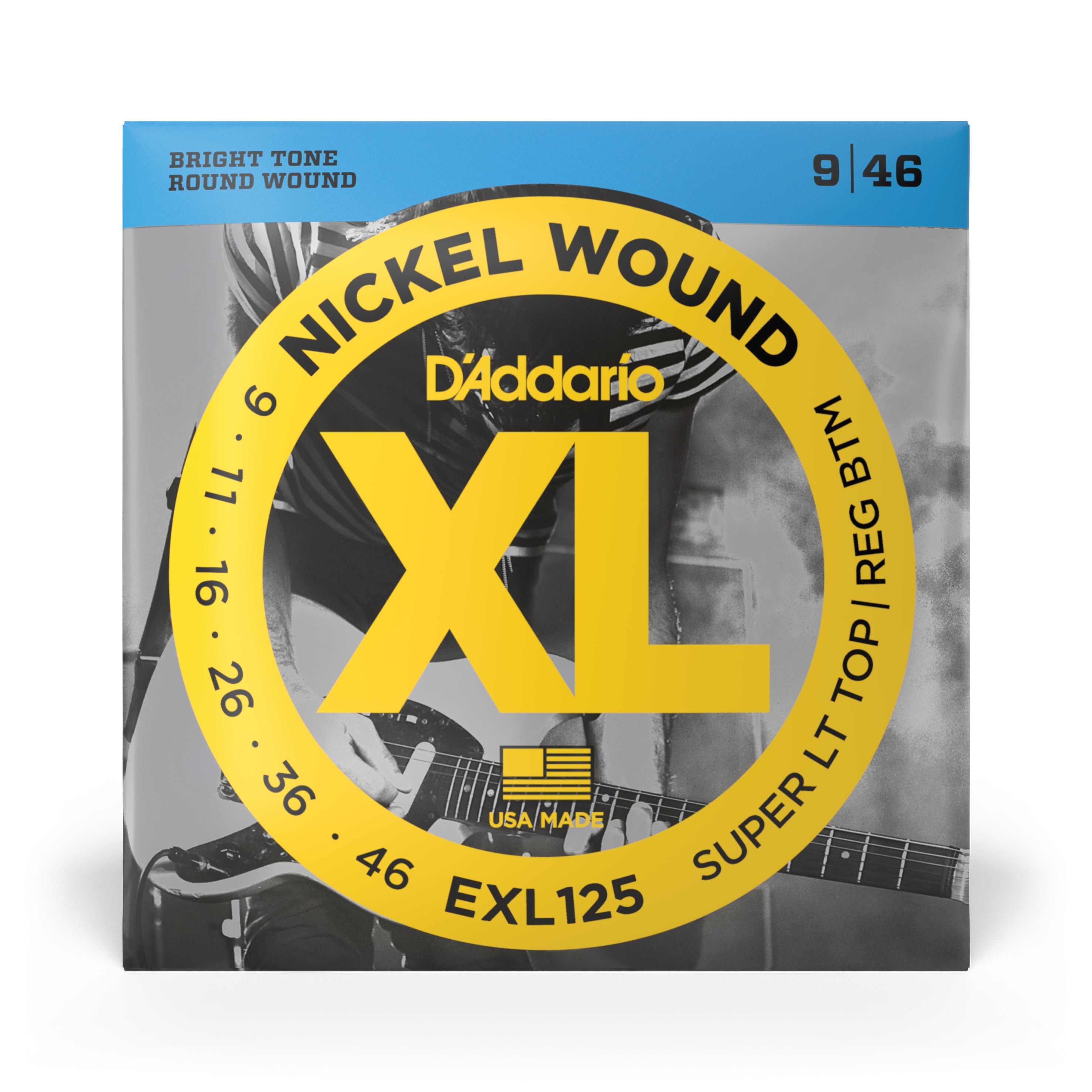 D'Addario EXL125 Nickel Wound 9-46 Electric Guitar Strings, Custom Light
