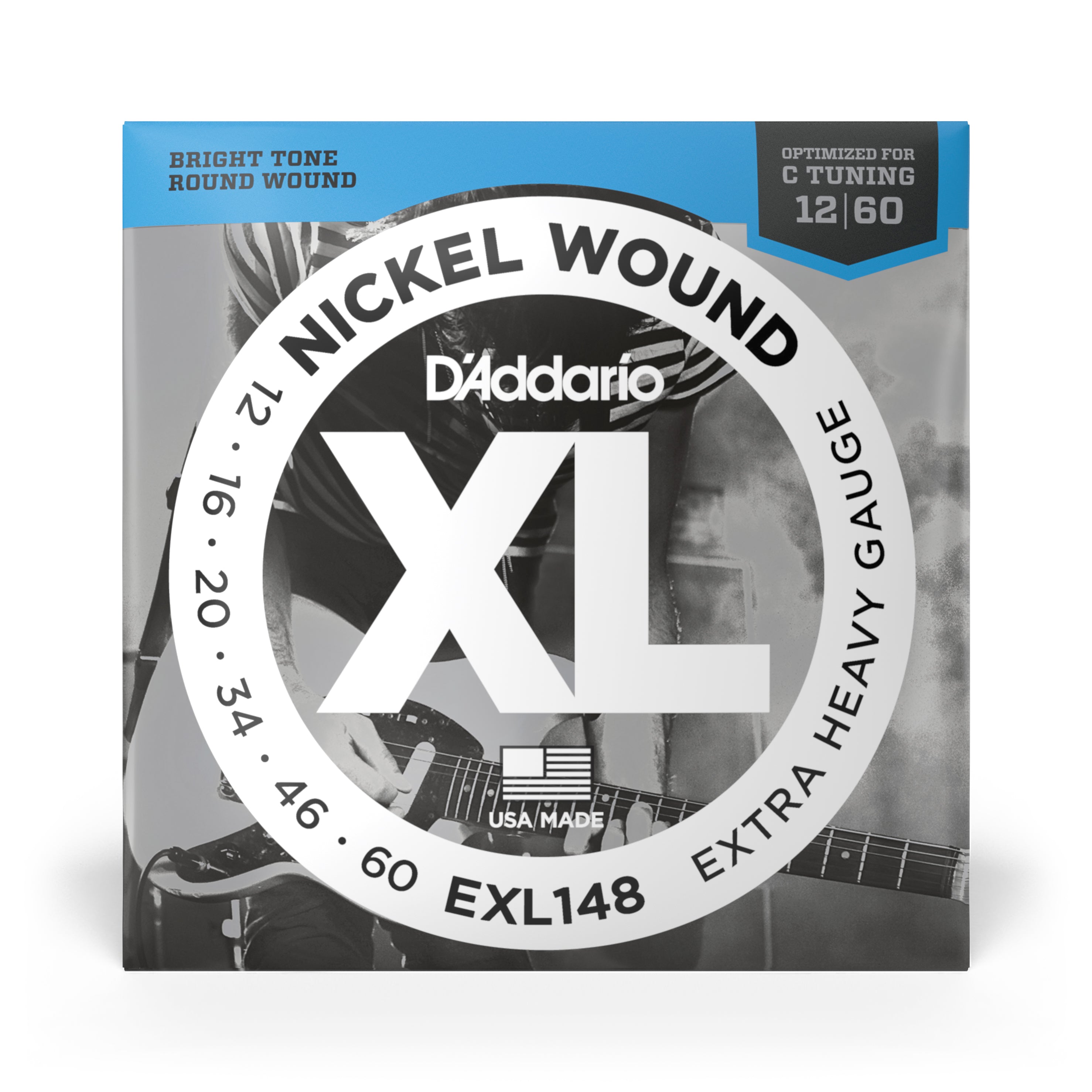 D'Addario EXL148 Nickel Wound 12-60 Electric Guitar Strings, Drop-C Heavy