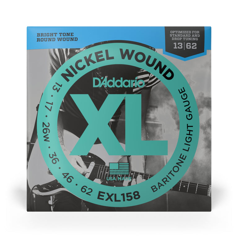 D'Addario EXL158 Nickel Wound 13-62 Baritone Electric Guitar Strings, Light