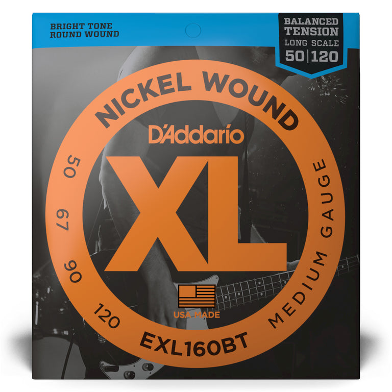 D'Addario XL-Series Nickel Wound 50-120 Balanced Tension Bass Guitar Strings, Long Scale [EXL160BT]