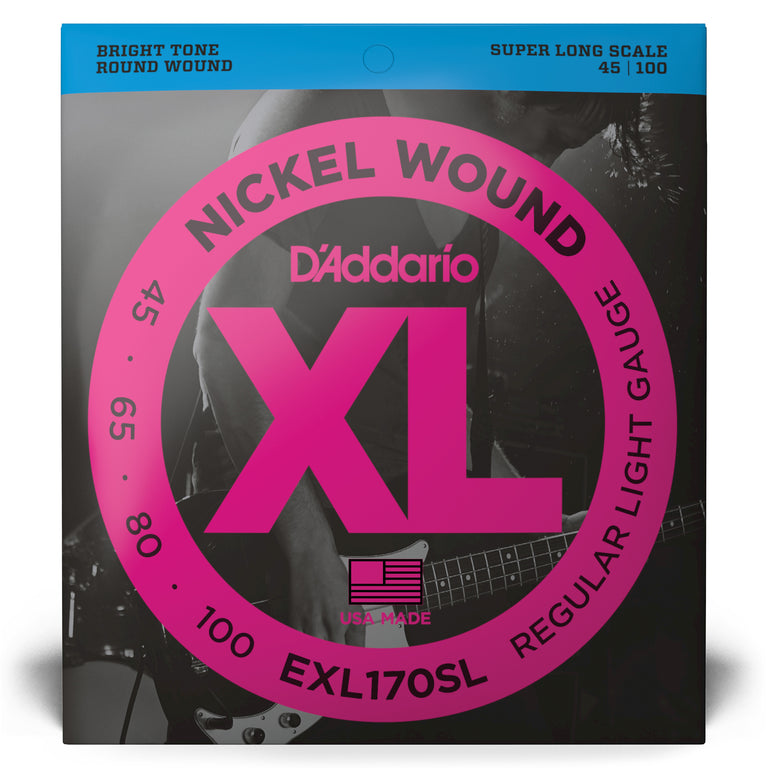 D'Addario XL-Series Nickel Wound 45-100 Bass Guitar Strings, Super Long Scale [EXL170SL]