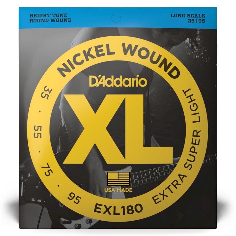 D'Addario XL-Series Nickel Wound 35-95 Bass Guitar Strings, Long Scale [EXL180]