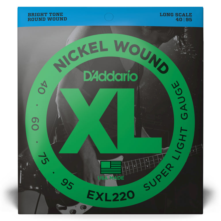 D'Addario XL-Series Nickel Wound 40-95 Bass Guitar Strings, Long Scale [EXL220]
