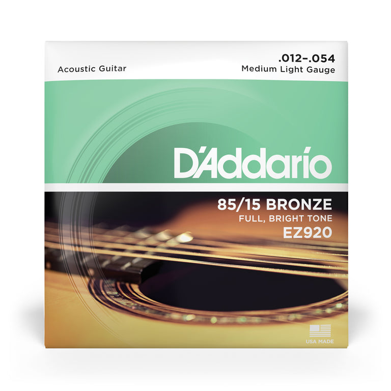 D'Addario EZ920 85/15 Bronze 12-54 Acoustic Guitar Strings, Medium-Light