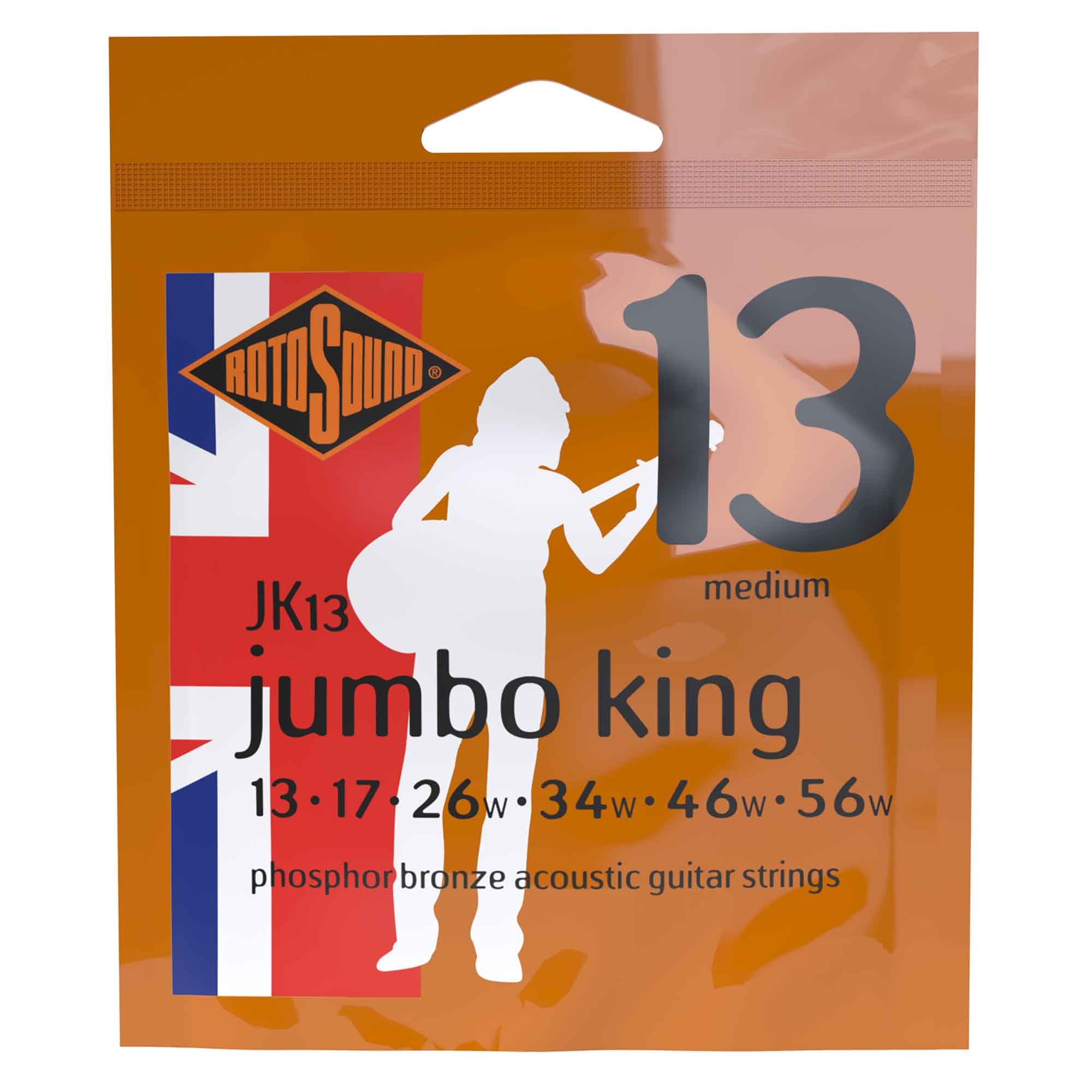 Rotosound Jumbo King Phosphor Bronze 13 56 Acoustic Guitar Strings