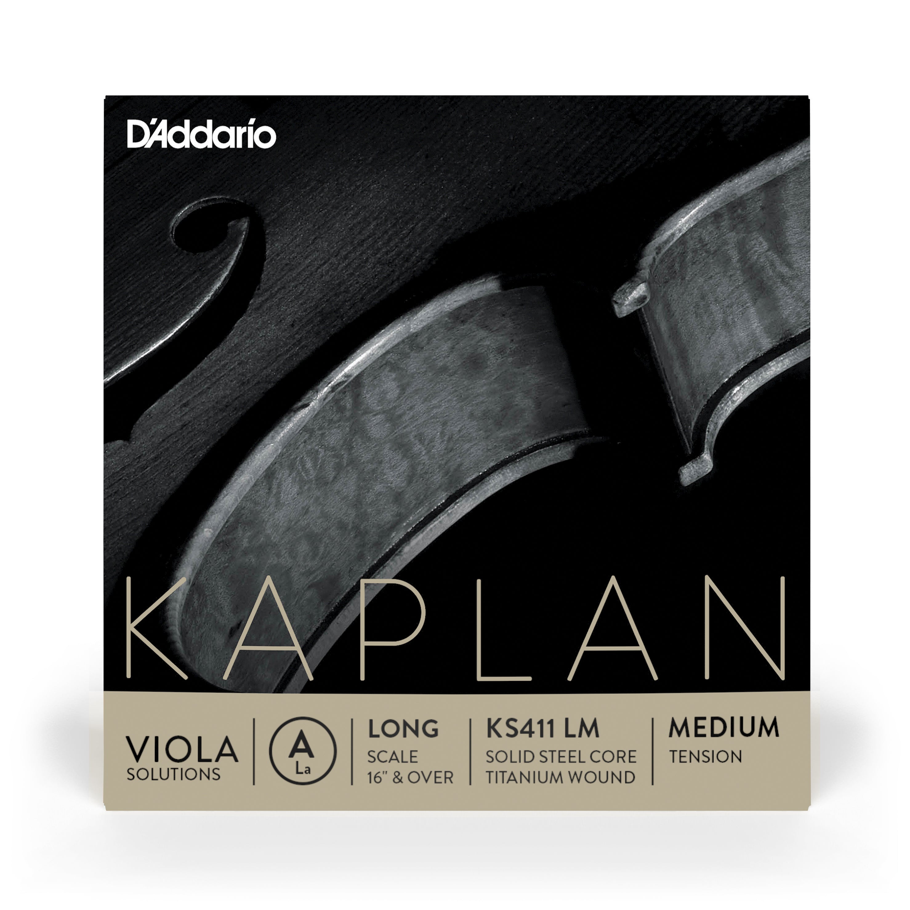 D'Addario Kaplan Solutions Viola Titanium A Long Scale Medium Tension Set