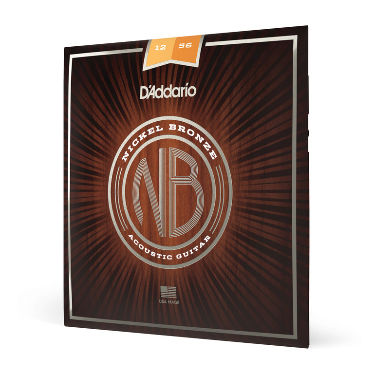 D'Addario Nickel Bronze 12-56 Acoustic Guitar Strings, Light-Medium