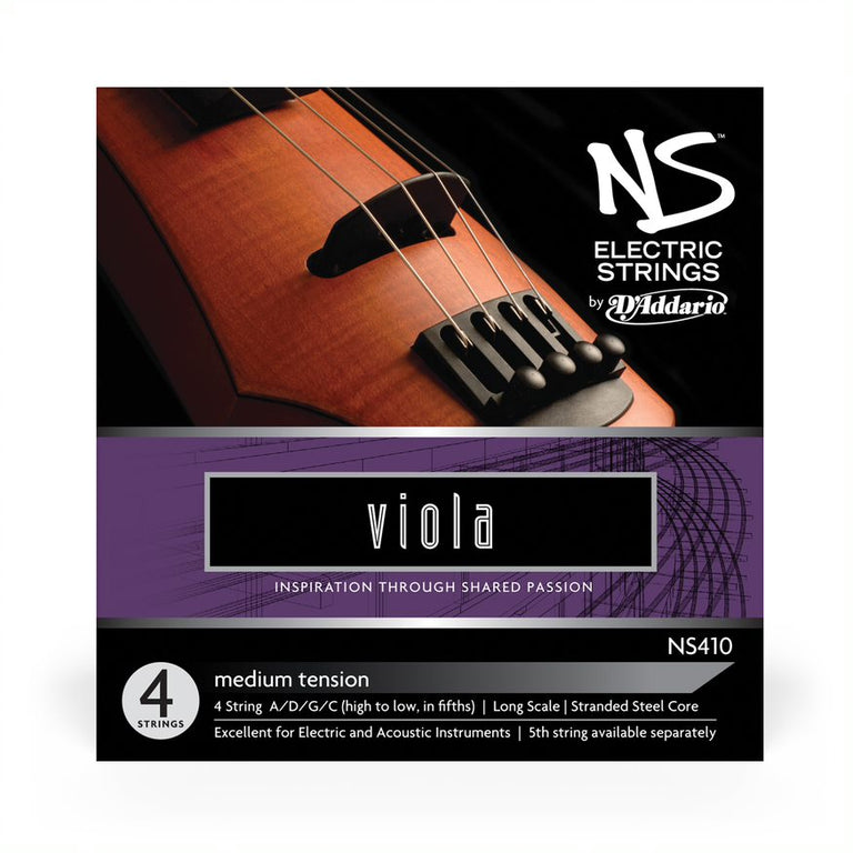 D'Addario NS410 NS Electric Viola String Set, Long Scale, Medium Tension
