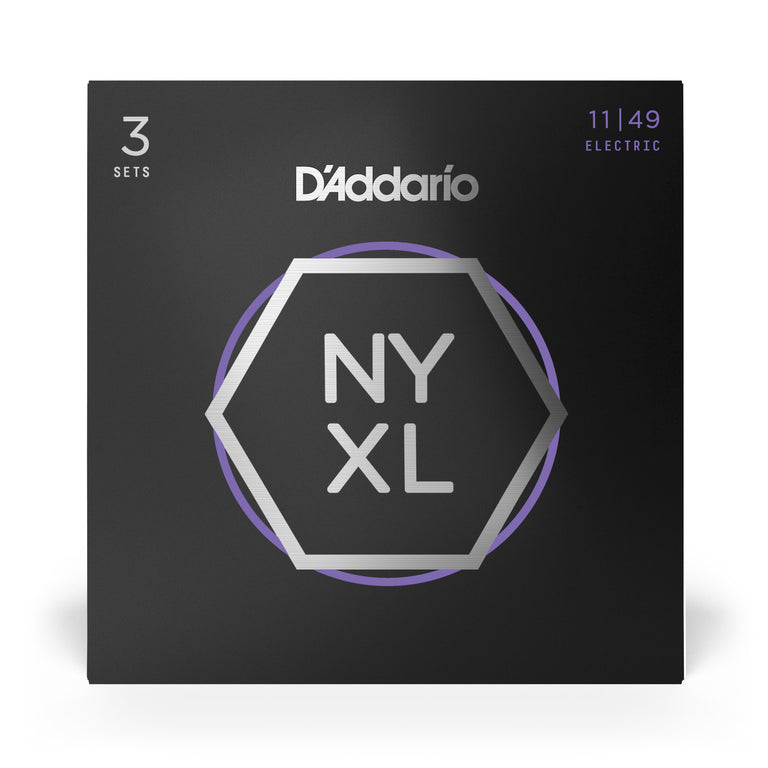 D'Addario NYXL Nickel Wound 11-49 Electric Guitar Strings, Jazz Rock, 3-Pack [NYXL1149-3P]